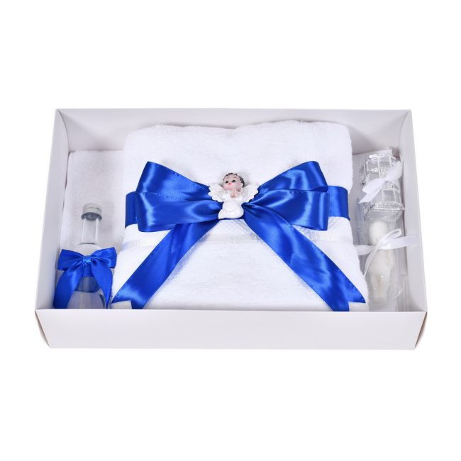 Trusou botez baietei, funda albastra eleganta si ingeras, Denikos® C9320 NKO6043