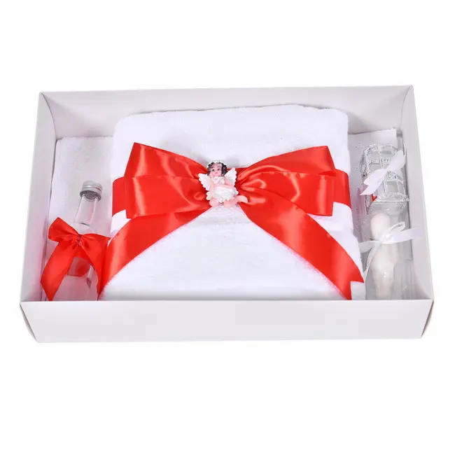 Trusou botez fetita, funda rosie eleganta si ingeras, Denikos&reg; C9324 NKO6047