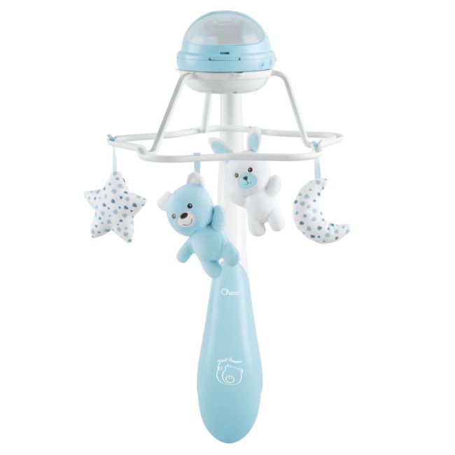 Carusel muzical 3 in 1 Chicco Rainbow cu proiectie, bleu, 0 luni+ CHC1104120-1