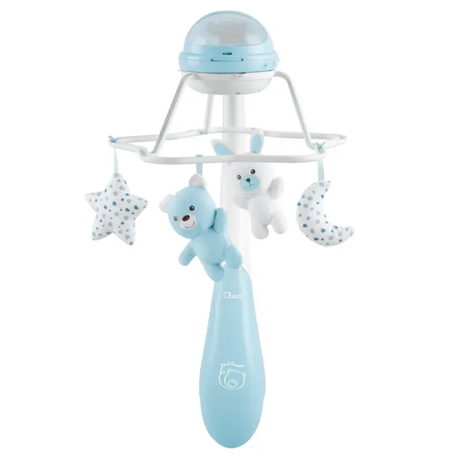 Carusel muzical 3 in 1 Chicco Rainbow cu proiectie, bleu, 0 luni+ CHC1104120-1