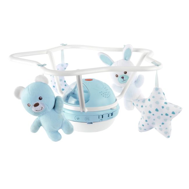 Carusel muzical 3 in 1 Chicco Rainbow cu proiectie, bleu, 0 luni+ CHC1104120-1
