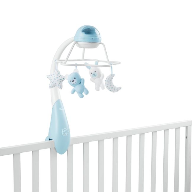 Carusel muzical 3 in 1 Chicco Rainbow cu proiectie, bleu, 0 luni+ CHC1104120-1