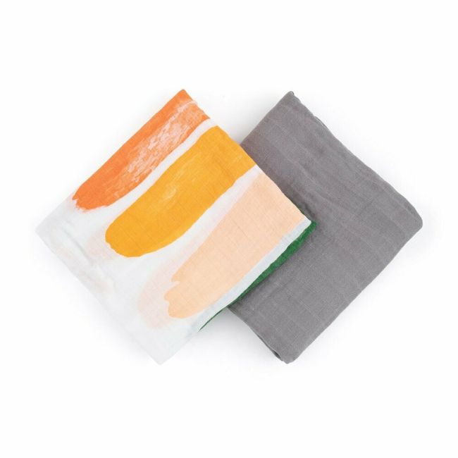 Feedo - Set 2 museline din bambus, Multifunctionale, Hipoalergenice, Cu indicator de varsta, Conform standardului european de securitate Oeko-Tex 100, Dimensiuni mari:120x120 cm, Multicolor BYN231270