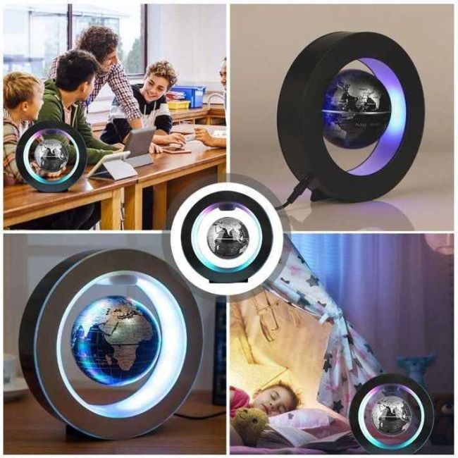 Glob pamantesc levitant in suport LED forma rotunda Cosmolino MP74014 BBJMP74014_Negru