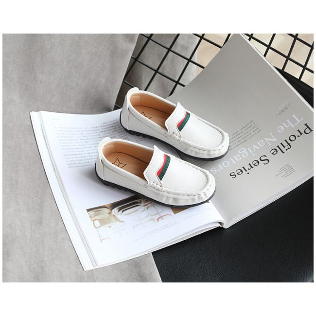Pantofi eleganti albi tip mocasini pentru baietei LIv358-1-SA48