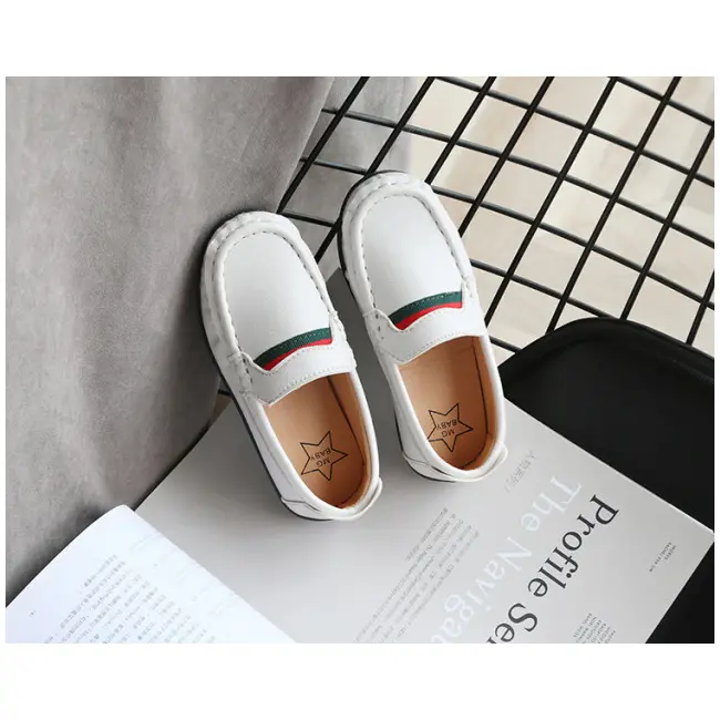 Pantofi eleganti albi tip mocasini pentru baietei LIv358-1-SA48