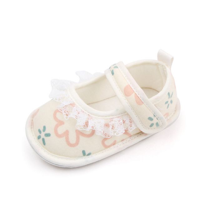 Pantofiori ivoire cu floricele imprimate si danteluta aplicata LIBP3110-5-cd4