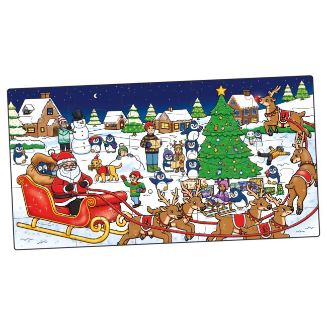 Cutie 3 in 1 ajunul craciunului - joc educativ, puzzle si carte de colorat cu activitati or125