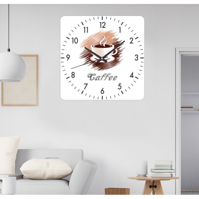 Ceas De Bucatarie Coffee Time -bej-48x48 Cm-plastic-patrat