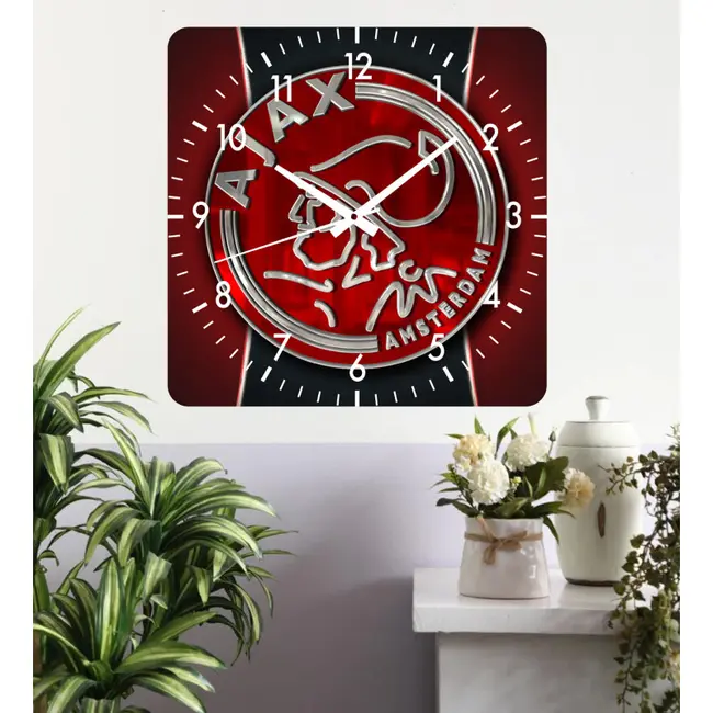Ceas De Perete Ajax Amsterdam -rosu-40x40 Cm-plastic-patrat