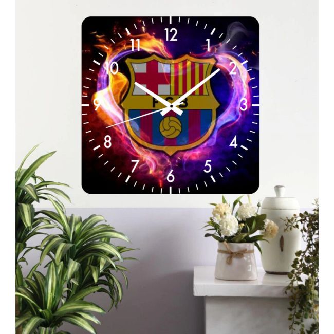 Ceas de perete barcelona -albastru-48x48 cm-plastic-patrat
