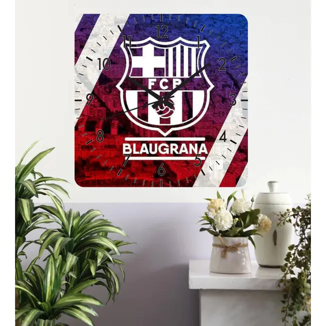 Ceas De Perete Barcelona 1 -albastru-48x48 Cm-plastic-patrat
