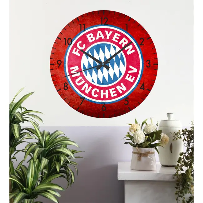Ceas De Perete Bayern Munchen -rosu-plastic-rotund-30 Cm