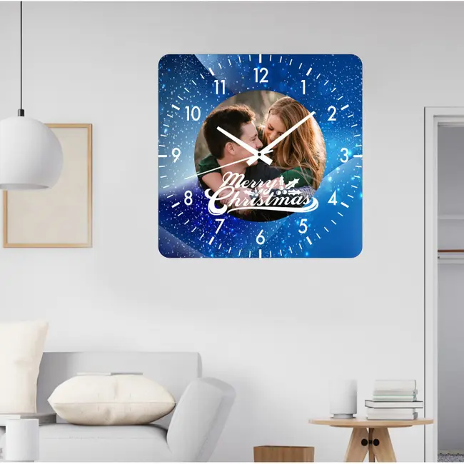 Ceas De Perete Blue Christmas -albastru-48x48 Cm-plastic-patrat