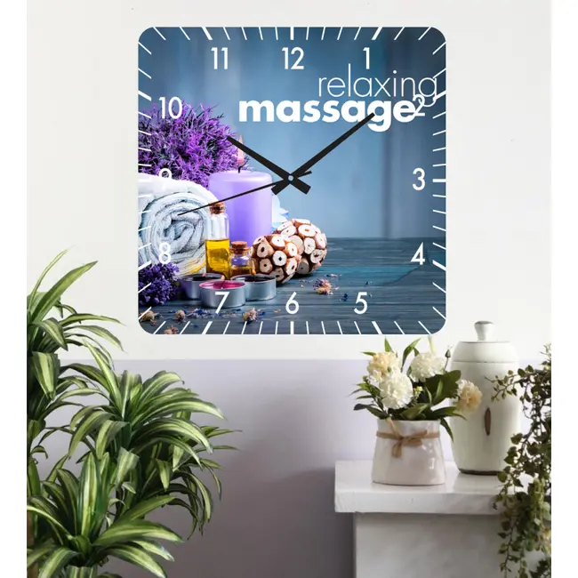 Ceas De Perete Blue Masaj -albastru-30x30 Cm-plastic-patrat