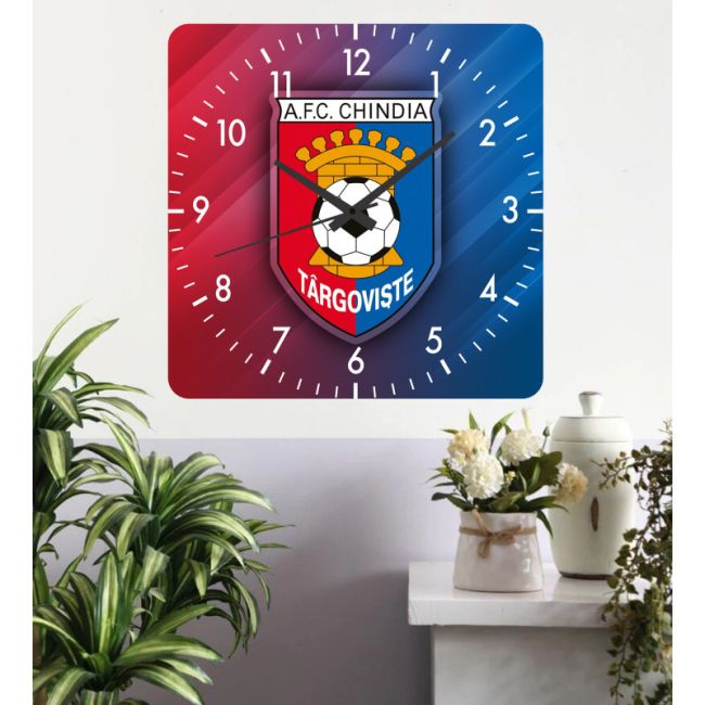 Ceas de perete chindia targoviste -40x40 cm-plastic-patrat-multicolor