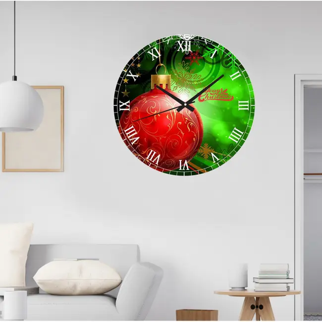 Ceas De Perete Christmas Classic -verde-plastic-rotund-30 Cm
