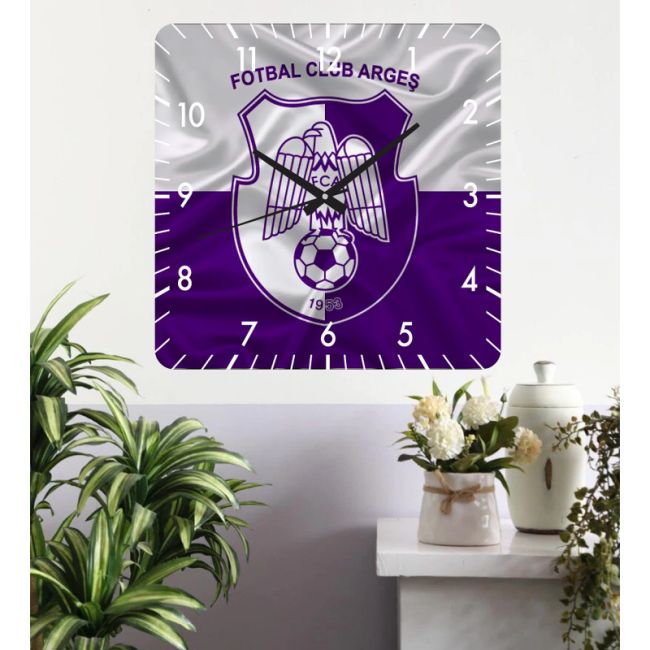 Ceas de perete fc arges -48x48 cm-plastic-patrat-mov