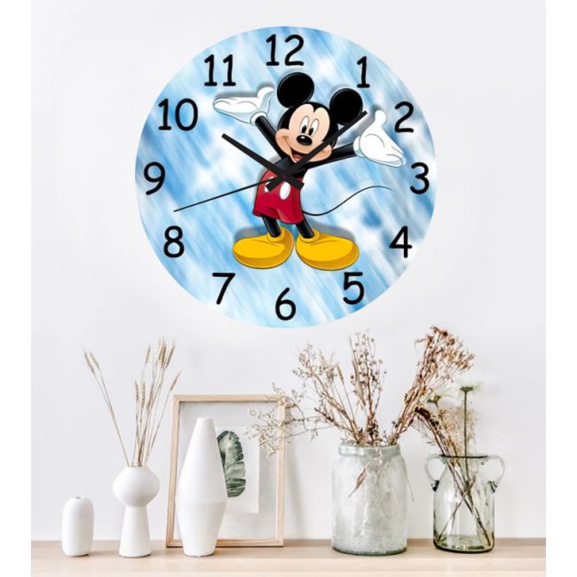 Ceas Pentru Copii Mickey Mouse -albastru-plastic-rotund-30 Cm
