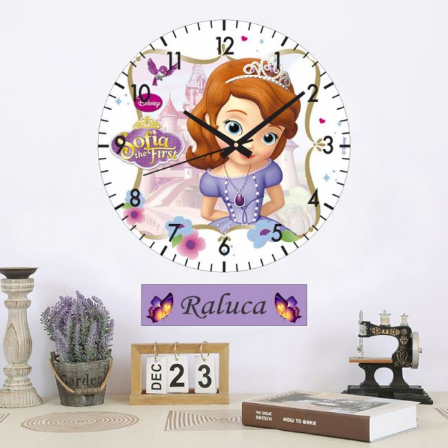Ceas pentru copii sofia intai -alb-plastic-rotund-30 cm