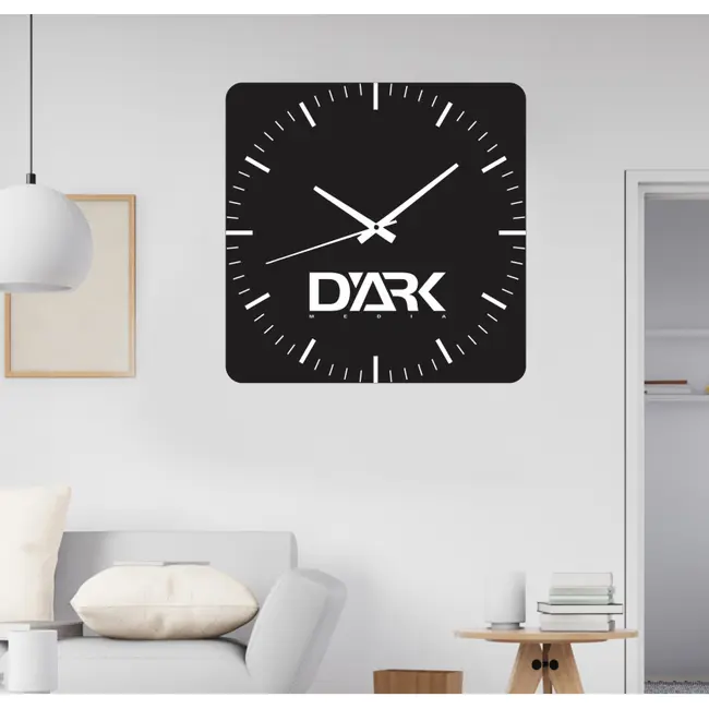 Ceas Pentru Perete Cu Logo -negru-30x30 Cm-plastic-patrat