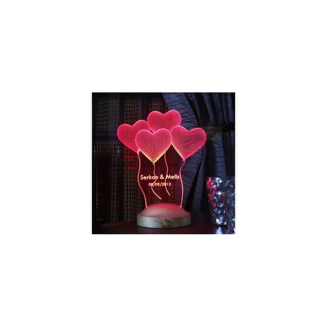 Lampa 3d Led - 4 Inimi, Personalizabil Cu Text -alba