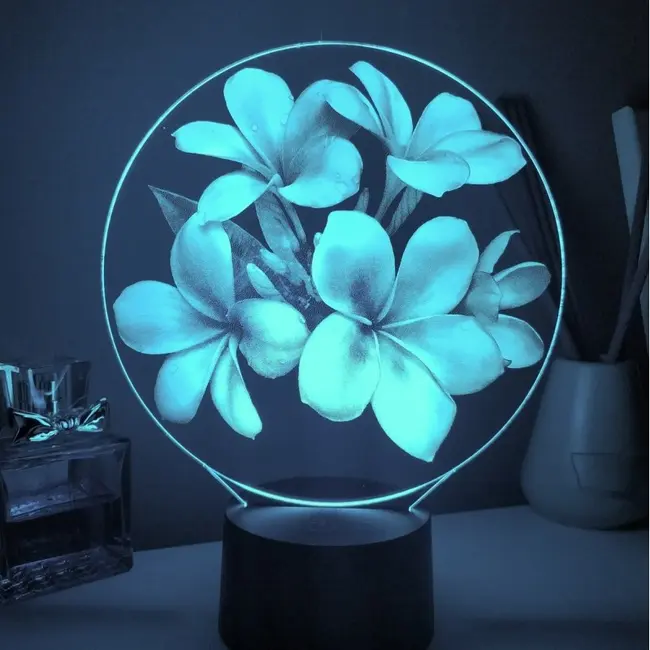 Lampa 3d Led - Floral -alba