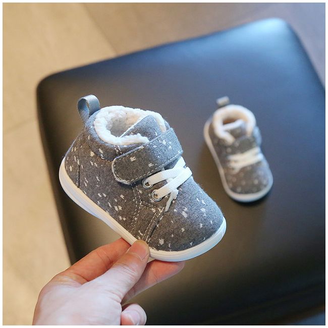 Pantofi imblaniti gri cu picatele albe LIHYW19-1-bo5