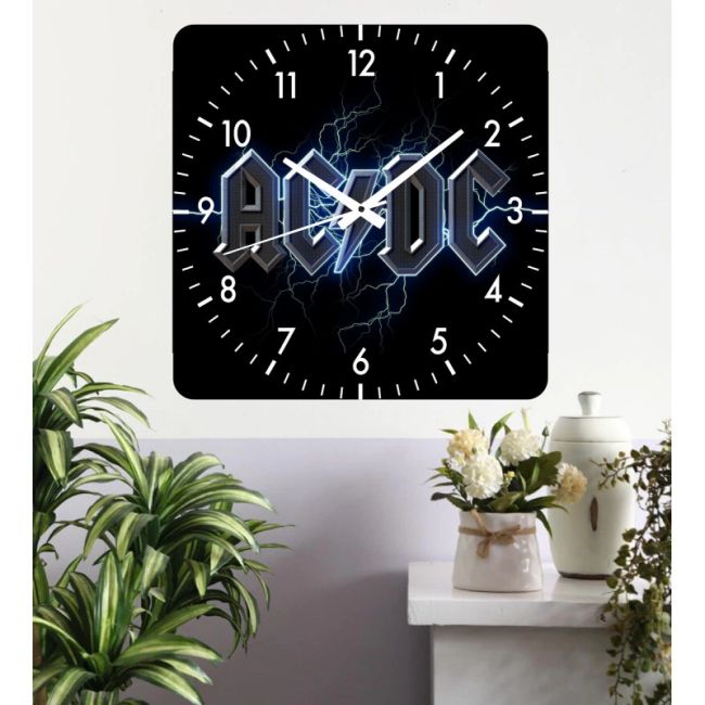 Ceas De Perete Ac/dc -negru-40x40 Cm-plastic-patrat