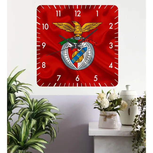 Ceas De Perete Benfica Lisabona -rosu-30x30 Cm-plastic-patrat