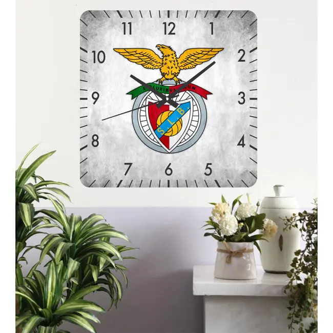 Ceas De Perete Benfica Lisabona 1 -alb-30x30 Cm-plastic-patrat