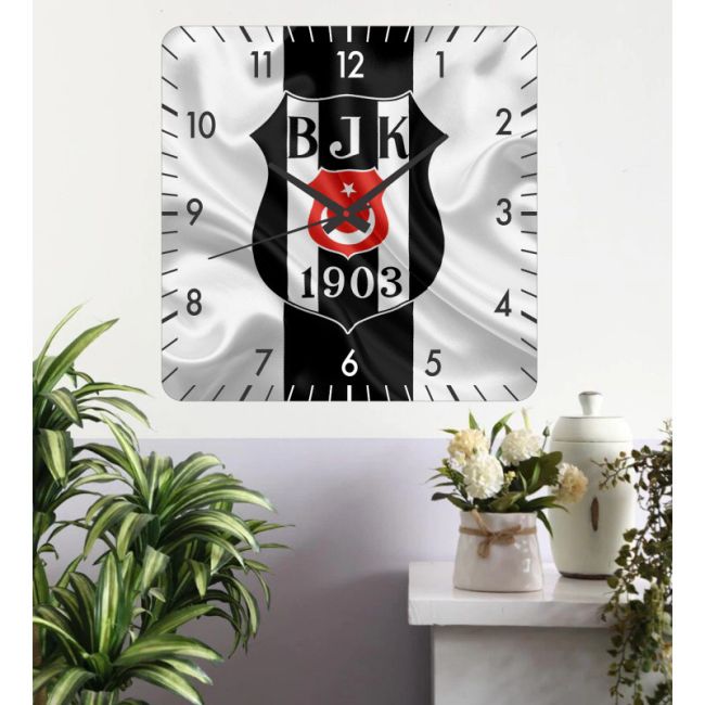 Ceas de perete besiktas -alb-30x30 cm-plastic-patrat