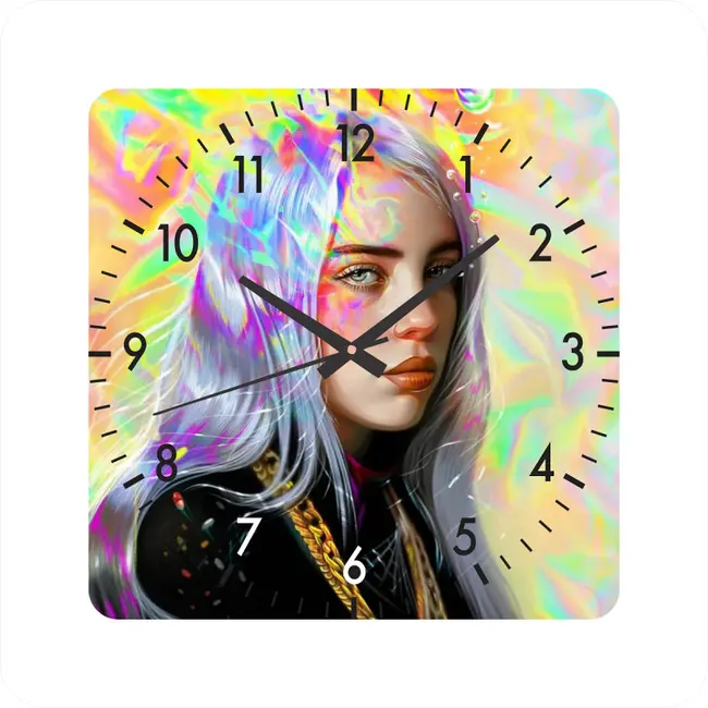 Ceas De Perete Billie Eilish -40x40 Cm-plastic-patrat-multicolor