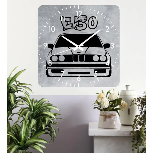 Ceas De Perete Bmw E30 Gray -gri-48x48 Cm-plastic-patrat