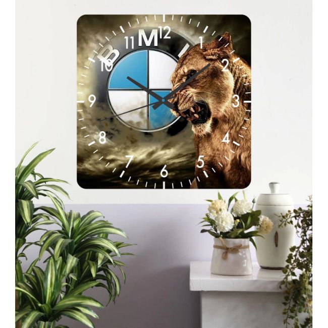 Ceas De Perete Bmw Power -48x48 Cm-plastic-patrat-multicolor