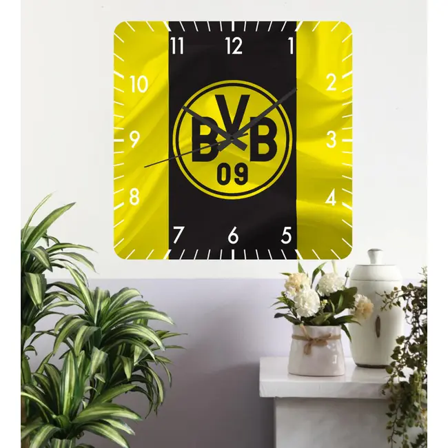 Ceas De Perete Borussia Dortmund -galben-30x30 Cm-plastic-patrat