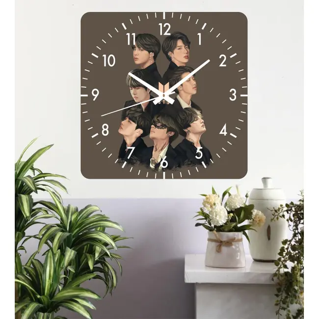 Ceas De Perete Bts -30x30 Cm-plastic-patrat-multicolor