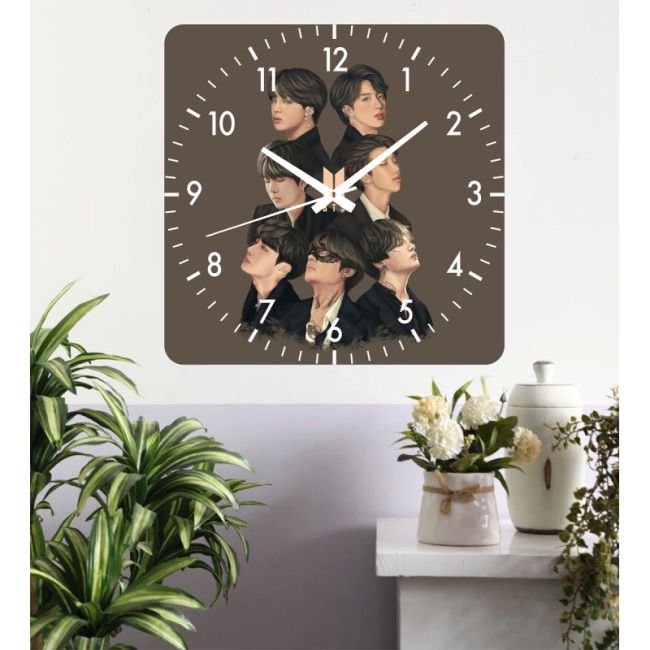 Ceas De Perete Bts -48x48 Cm-plastic-patrat-multicolor