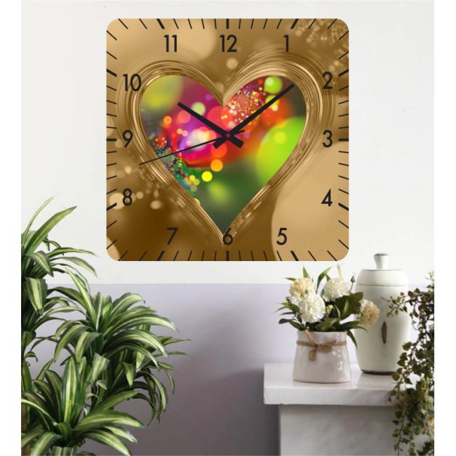 Ceas de perete bubble love -30x30 cm-plastic-patrat-multicolor