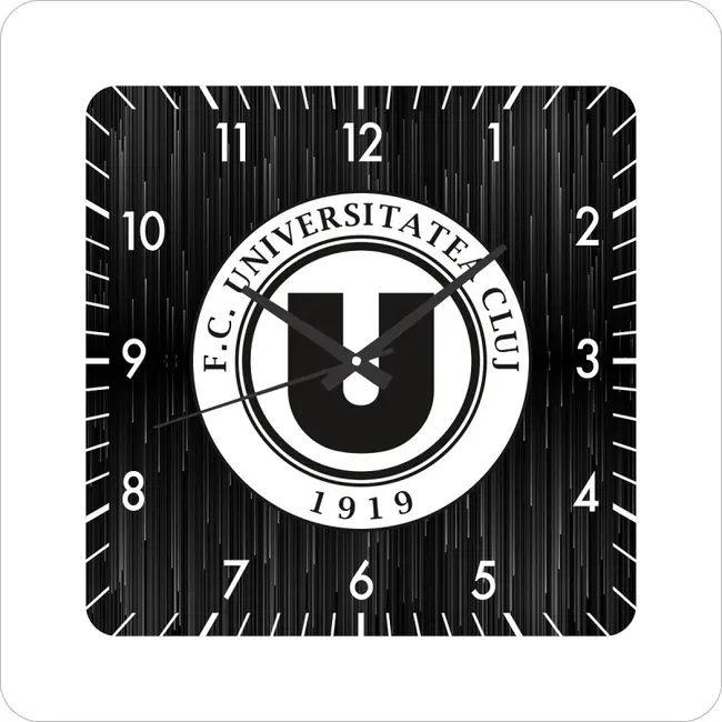 Ceas De Perete Fc Universitatea Cluj -negru-48x48 Cm-plastic-patrat