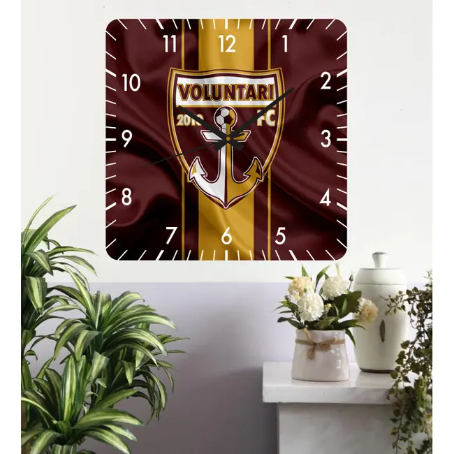 Ceas De Perete Fc Voluntari -48x48 Cm-plastic-patrat-multicolor