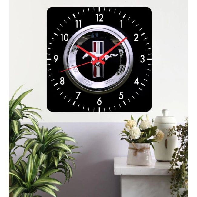 Ceas De Perete Ford Mustang -negru-40x40 Cm-plastic-patrat
