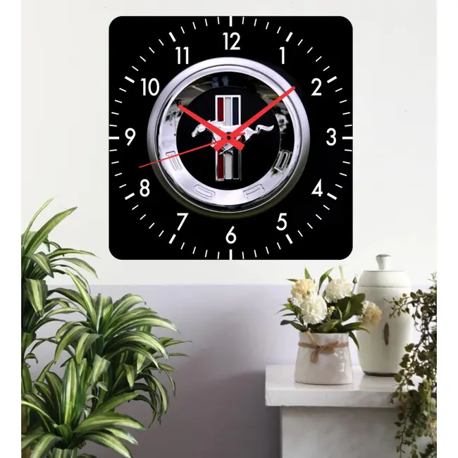 Ceas De Perete Ford Mustang -negru-48x48 Cm-plastic-patrat