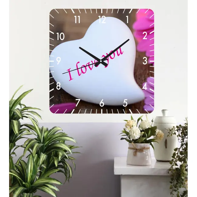 Ceas De Perete I Love You -48x48 Cm-plastic-patrat-multicolor