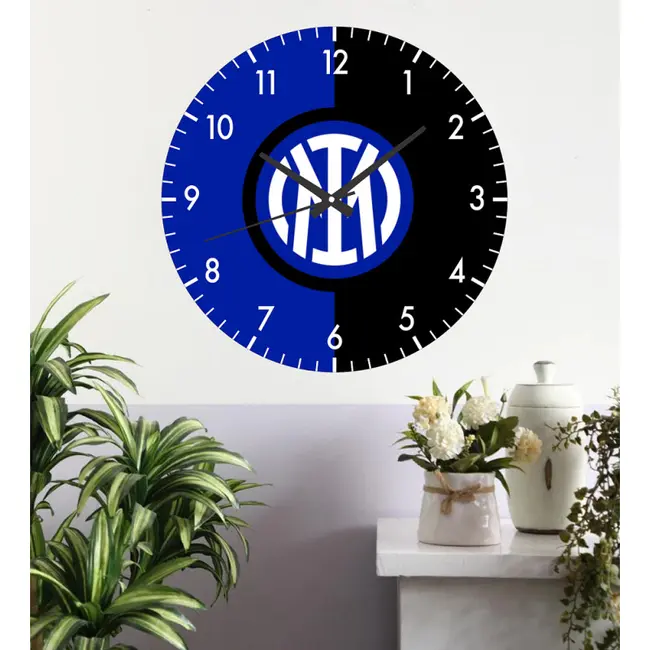 Ceas De Perete Inter Milano 2 -albastru-plastic-rotund-30 Cm