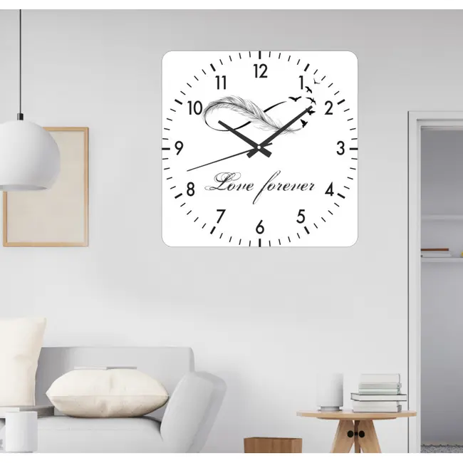 Ceas De Perete Iubire Infinita -alb-48x48 Cm-plastic-patrat
