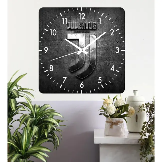 Ceas De Perete Juventus -negru-48x48 Cm-plastic-patrat