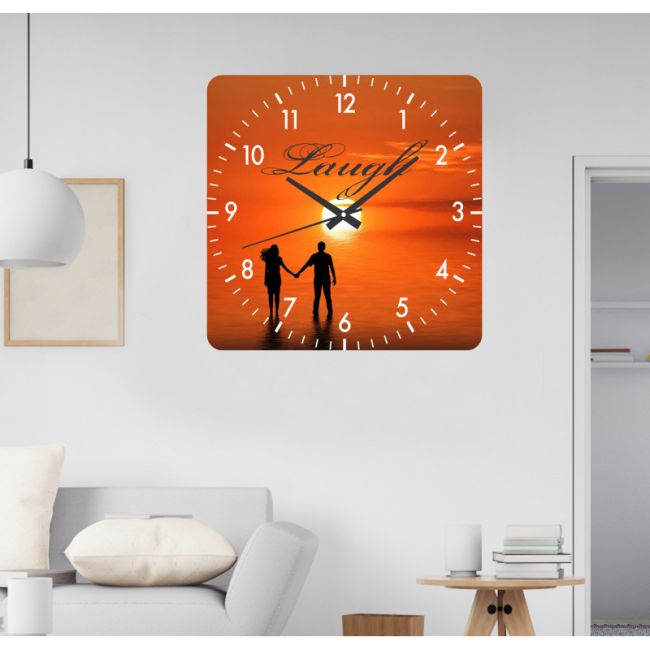 Ceas De Perete Laugh -portocaliu-30x30 Cm-plastic-patrat