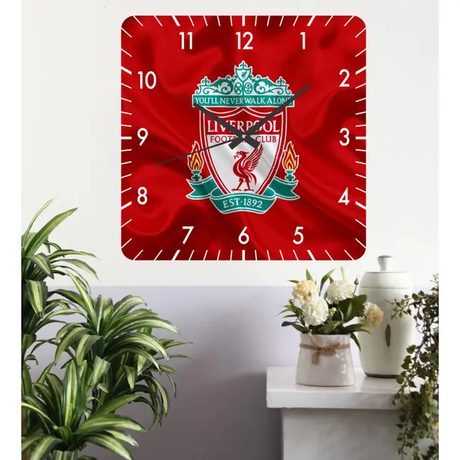 Ceas De Perete Liverpool Red -rosu-48x48 Cm-plastic-patrat