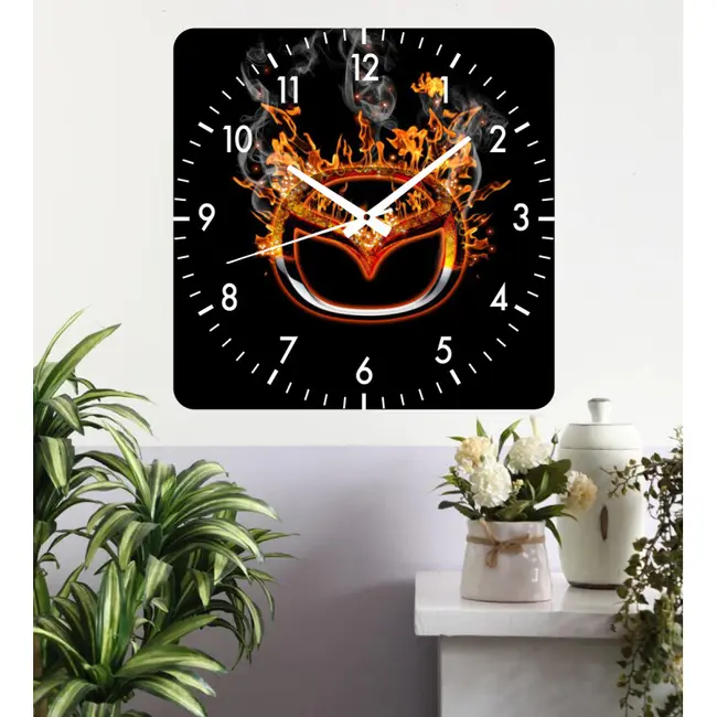 Ceas De Perete Mazda Black -negru-48x48 Cm-plastic-patrat